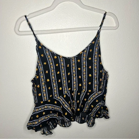 Free People black floral ruffle tank top - Picture 6 of 6